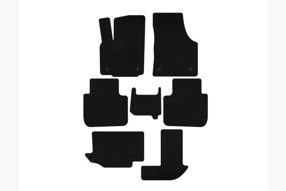 Volkswagen Atlas (Terramont) 2016- Tapis de sol textile Classic (3 rangées, 7 places, Noir) Image