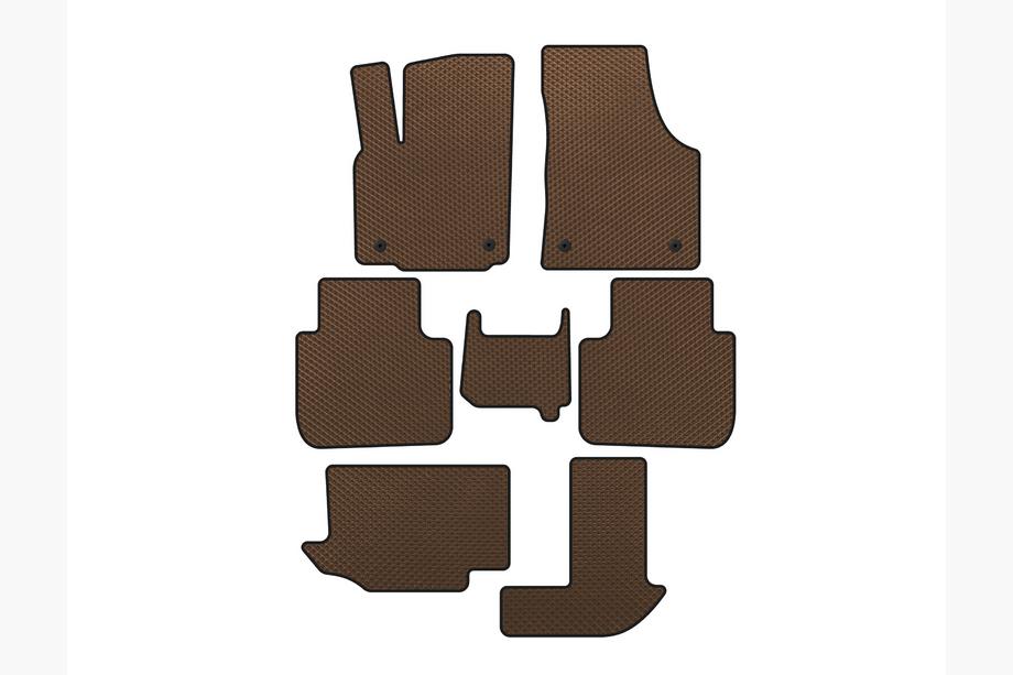 Volkswagen Atlas (Terramont) 2016- Tapis de sol EVA (3 Rangées, 7 Places, Marron) Photo 1