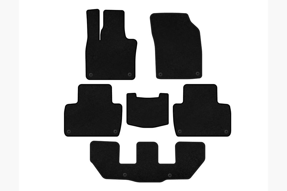 Volvo XC90 2015- Tapis de sol textile Premium (3 rangées, Noir) Image