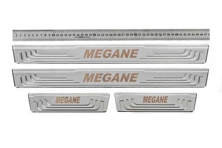 Renault Megane II 2004-2009 Seuils de porte V-2 (4 pcs, inox) Image