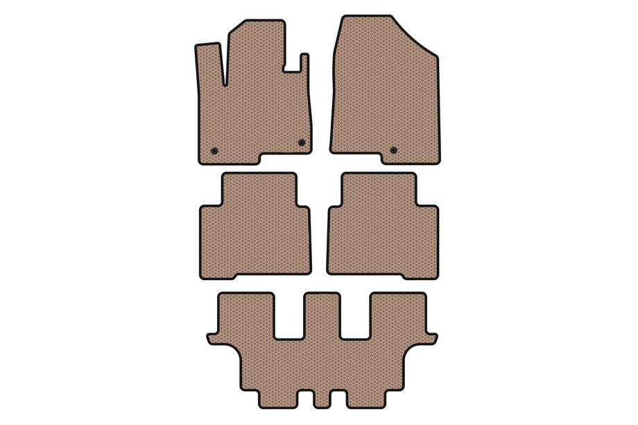 Hyundai Santa Fe 4 2018-2023 Tapis en caoutchouc Carsuit (3 rangées, pour Grand, beige) Photo 1