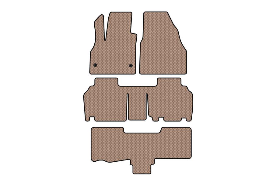 Renault Kangoo 2008–2020 Tapis en caoutchouc Carsuit (3 rangées, 5 portes/7 places, beige) Photo 1