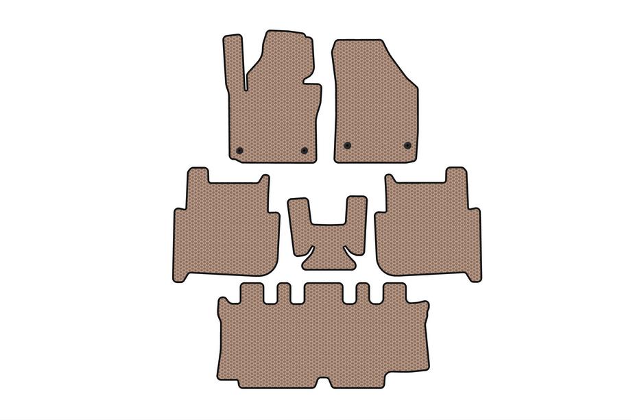 Volkswagen Touran 2003-2010 Tapis en caoutchouc Carsuit (3 rangées, 2006-2010, 7 places, beige) Photo 1