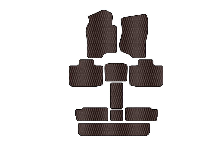 Cadillac Escalade 2007-2014 Tapis en caoutchouc Carsuit (3 rangées, marron) Image