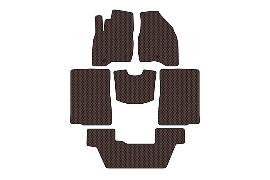 Ford Explorer 2011-2019 Tapis en caoutchouc Carsuit (2015-2017, 3 rangées, 7 places, marron) Image