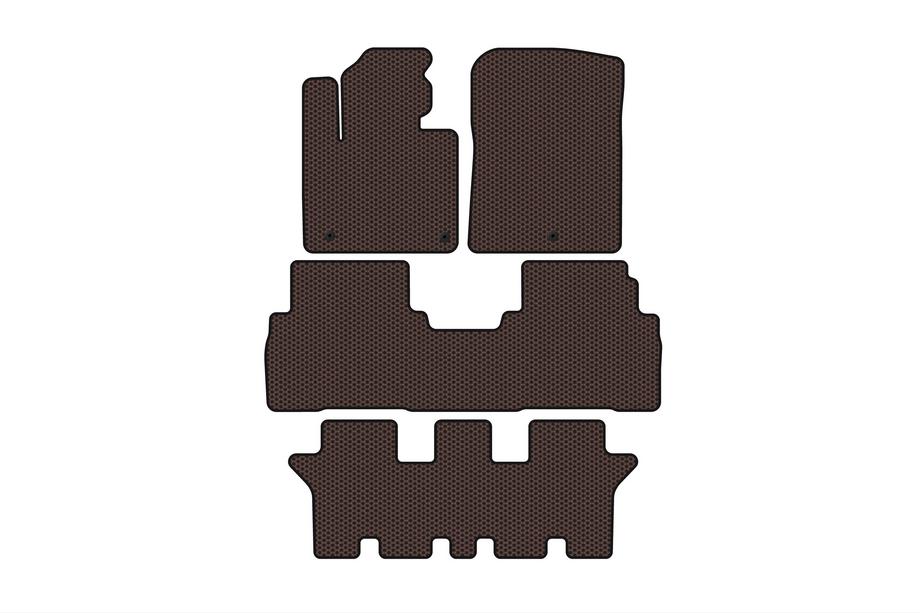 Kia Sorento III UM 2014-2020 Tapis en caoutchouc Carsuit (3 rangées, 7 places, marron) Photo 1