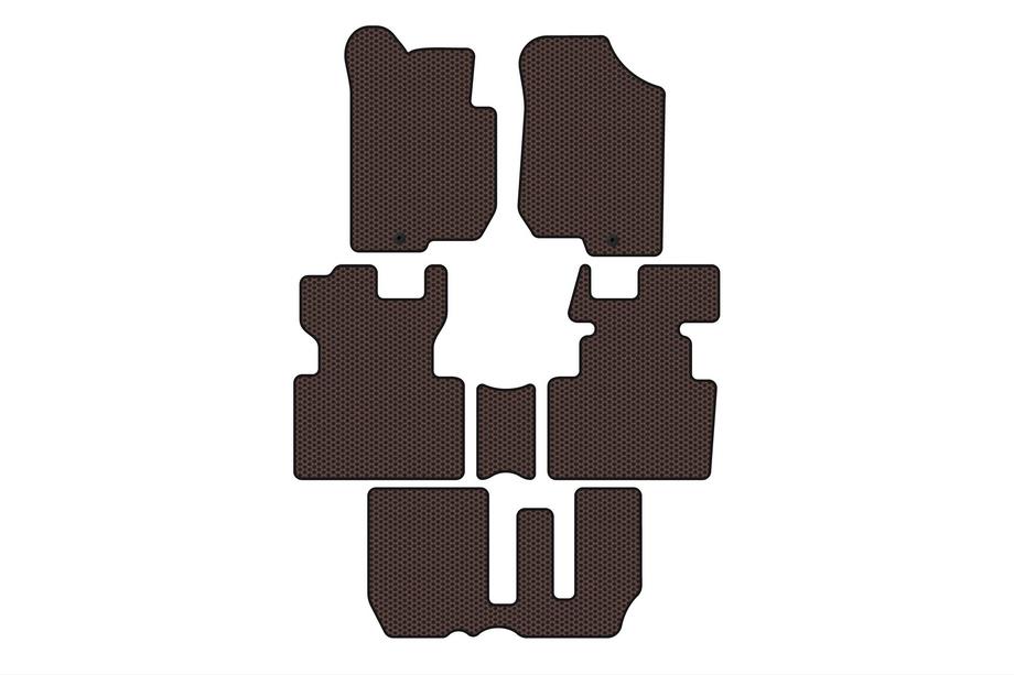 Kia Carens 1999-2012 Tapis en caoutchouc Carsuit (2006-2012, 3 rangées, 7 places, marron) Photo 1