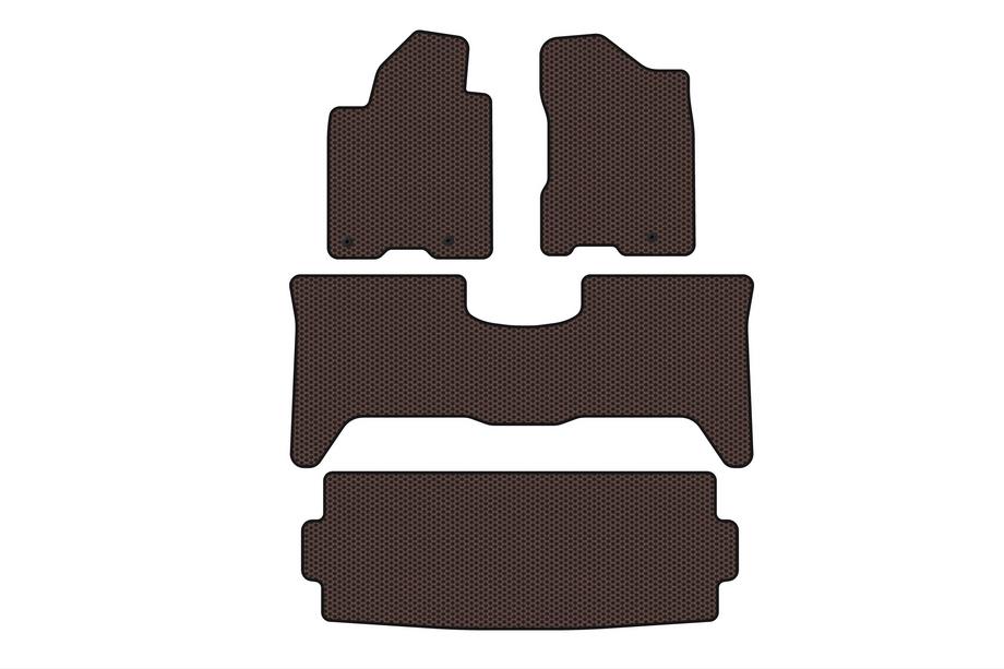 Nissan Armada 2003-2015 Tapis en caoutchouc Carsuit (3 rangées, 2003-2008 marron) Image