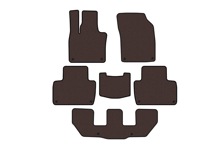 Volvo XC90 2015- Tapis en caoutchouc Carsuit (3 rangées, marron) Image