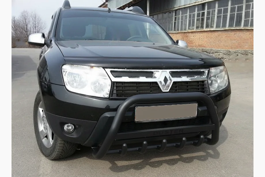 Renault Duster 2008–2017 Pare-buffle avec Inscription WT004 Noir (Inox) Photo 1