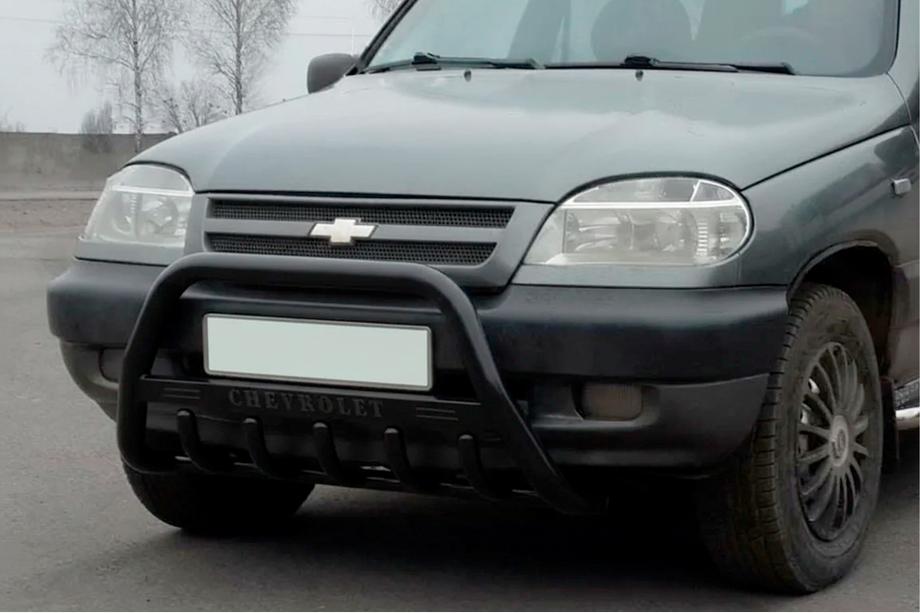 Chevrolet Niva 1998-2020 Pare-buffle WT004 Noir (Inox) Image