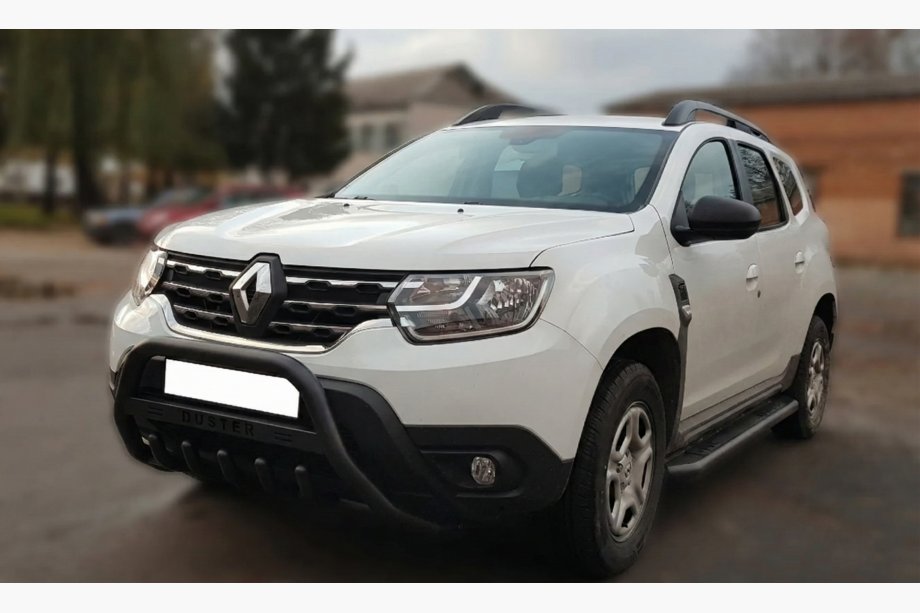 Renault Duster 2018-2024 Pare-buffle avec Inscription WT004 Noir (Inox) Image