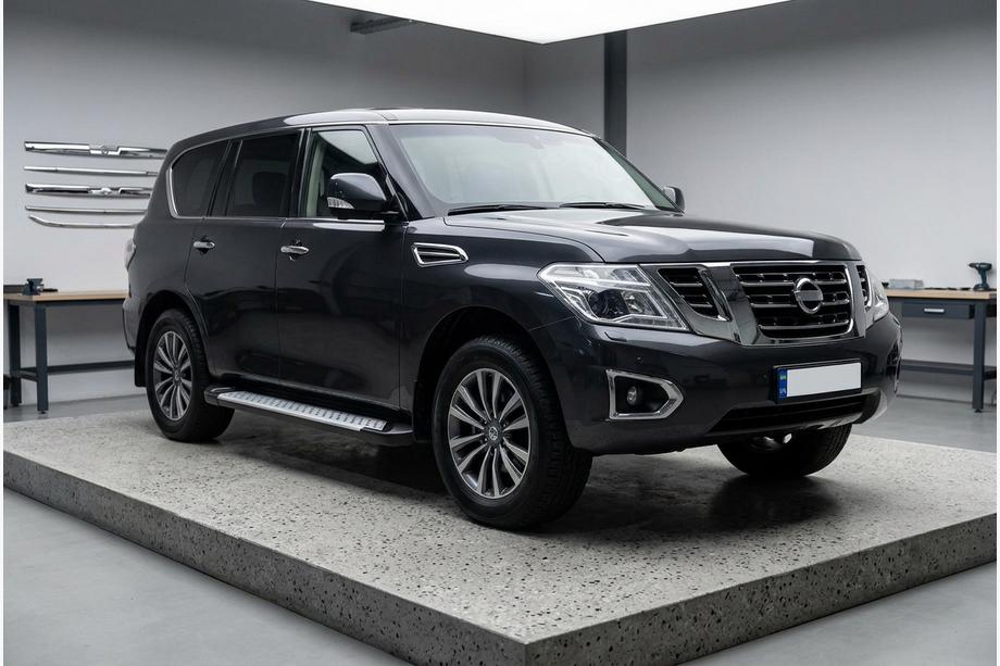 Nissan Patrol Y62 2010-2024 Marchepieds latéraux Allmond Grey (2 pcs, aluminium) Image