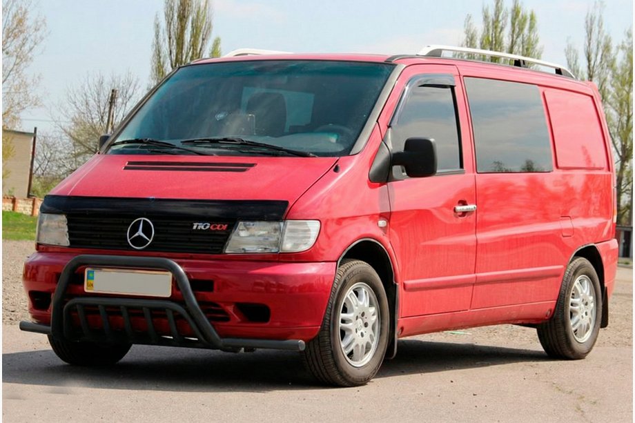 Mercedes Vito W638 1996-2003 Pare-buffle avec barres latérales WT002 Plus Noir (inox) Photo 3