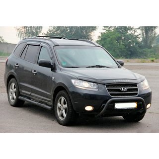 Pare-buffle WT007 Noir (Inox) Hyundai Santa Fe 2 2006-2012 photo 2