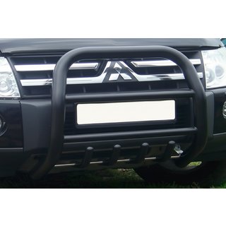 Pare-buffle QT011 Noir (Inox) Mitsubishi Pajero Wagon IV 2006-2021 photo 3