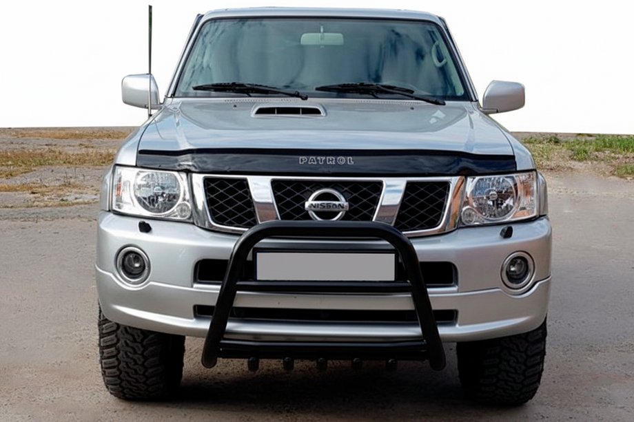 Nissan Patrol Y61 1997-2011 Pare-buffle QT007 Noir (Inox) Photo 1