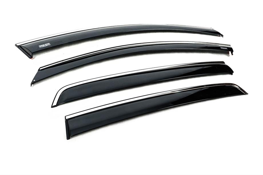 Volkswagen Golf 5 2003-2009 Déflecteurs de vitres avec moulure chromée (HB, 4 pcs, Niken) Photo 4