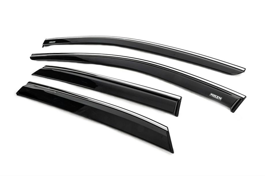 Nissan Qashqai 2021- Déflecteurs de vitres avec moulure chromée (4 pcs, Niken) Photo 2