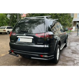Protection arrière AK003-Double Black (2 pcs, inox) Mitsubishi Pajero Sport 2008-2015