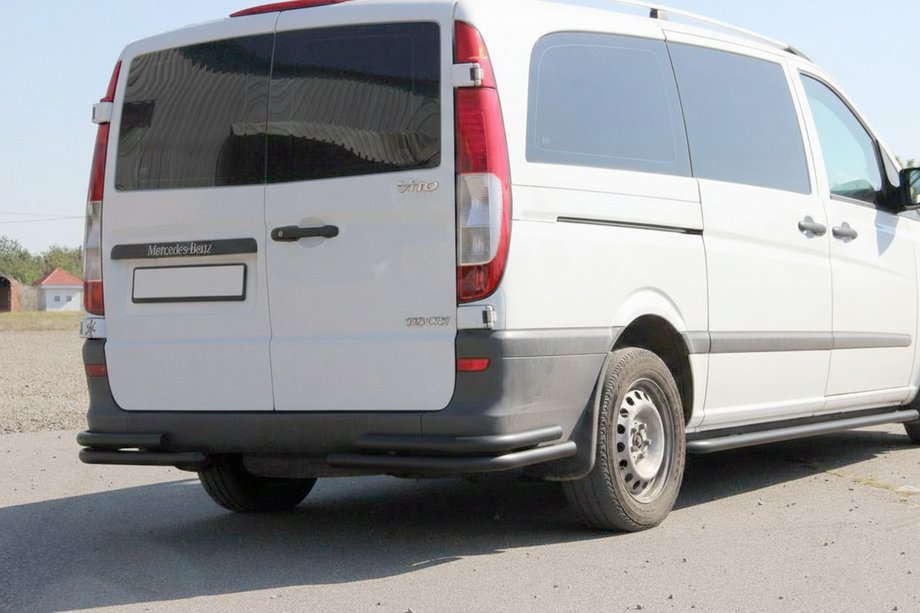 Mercedes Viano 2004-2014 Barres d'angle arrière AK003-Double Black (2 pcs, inox) Photo 1