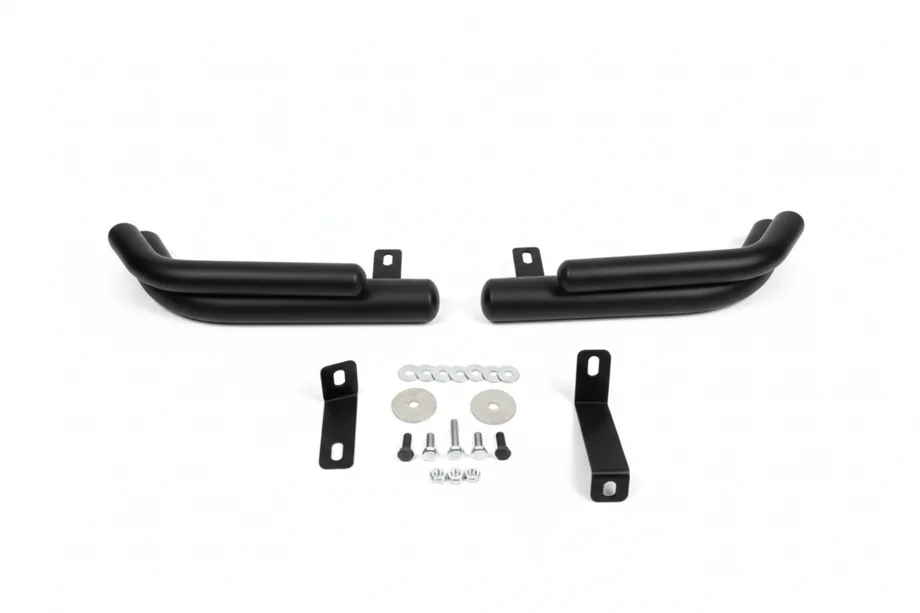Hyundai Santa Fe 2 2006-2012 Barres d’angle arrière doubles AK003 Double Black (inox) Photo 3