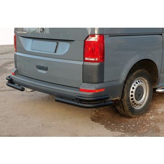 Barres d'angle arrière AK003-Double Black (2 pcs, inox) Volkswagen T6 2015-2024 photo 1