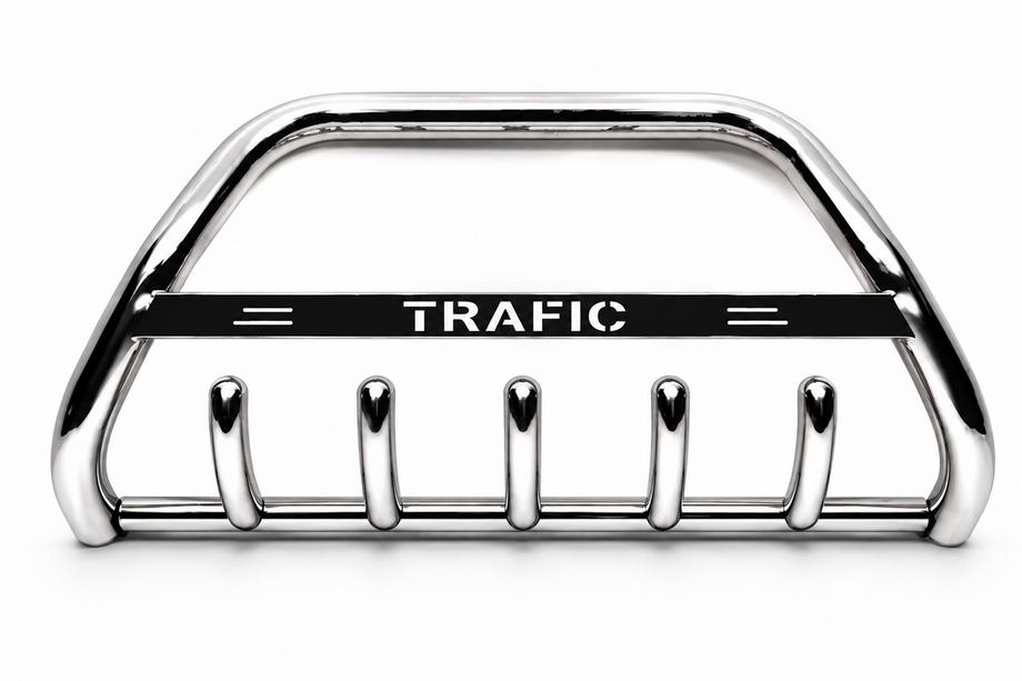 Renault Trafic 2001–2015 Pare-buffle WT004 avec inscription Trafic (inox) 6 dents Image