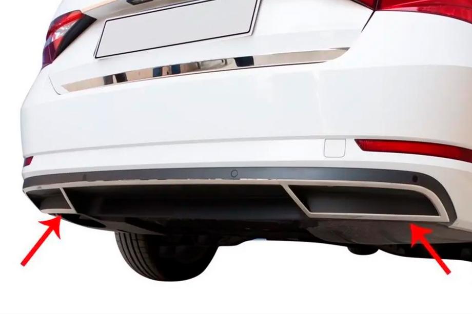 Skoda Superb 2015-2024 Baguettes de bord de pare-chocs arrière Carmos (2 pcs, inox) Image