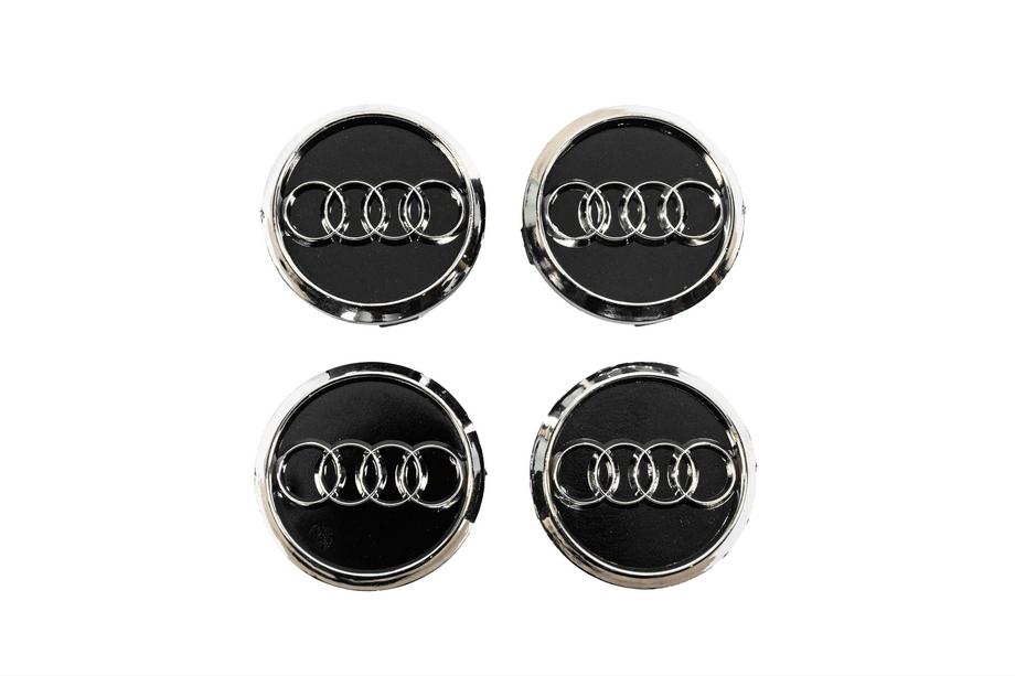 Audi Cache-moyeux 60/58 mm (Noir avec chrome, x4) Image