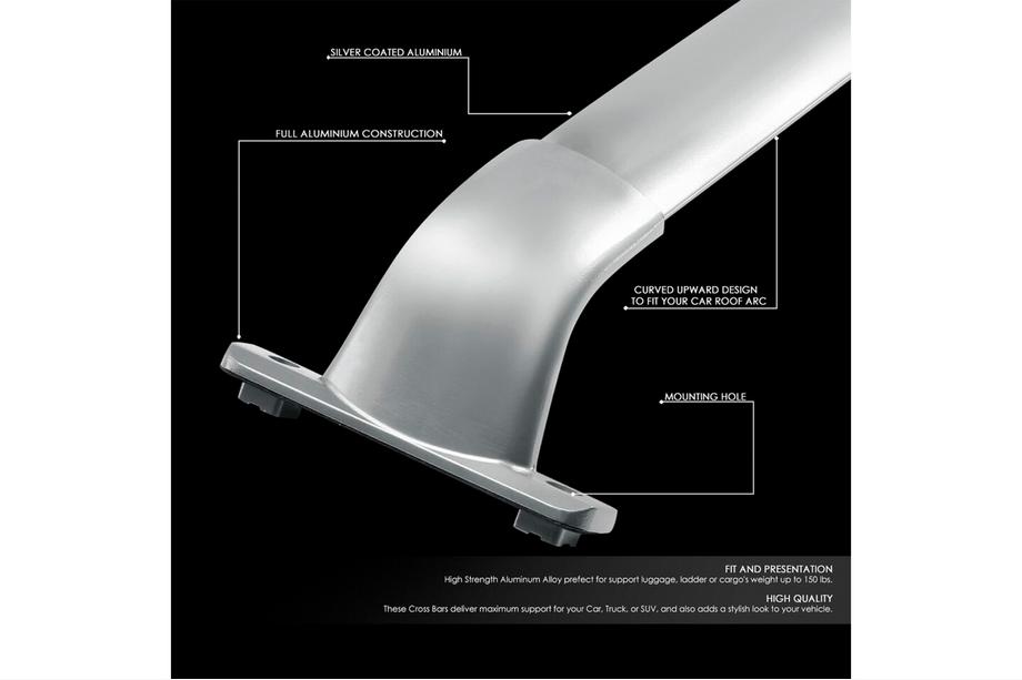 Infiniti QX60 2016-2021 Barres de toit transversales pour rails de toit OEM (2 pcs) Gris Photo 8