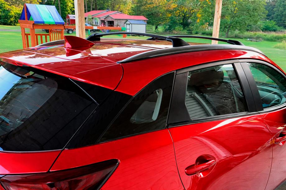 Mazda CX-3 2015- Barres de toit transversales pour rails intégrés OEM (2 pièces) Noir Photo 2