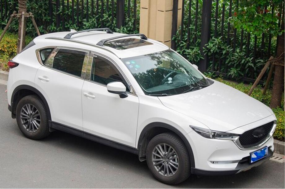 Mazda CX-5 2017–2025 Barres de toit transversales pour rails intégrés OEM (2 pièces) Noir Photo 2