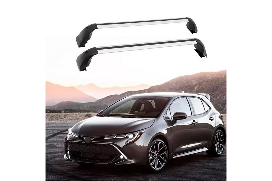 Toyota Corolla 2019- Barres de toit transversales pour rails intégrés OEM (HB, 2 pcs) Noir Photo 1