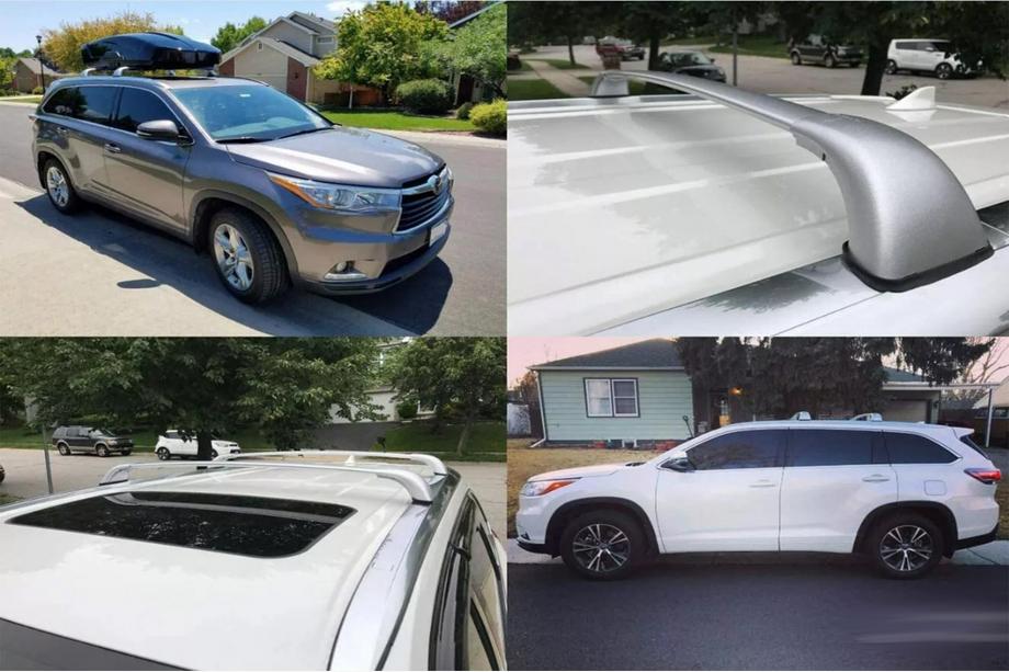 Toyota Highlander 2013-2019 Barres de toit transversales pour rails intégrés OEM (2 pièces) Gris Photo 2