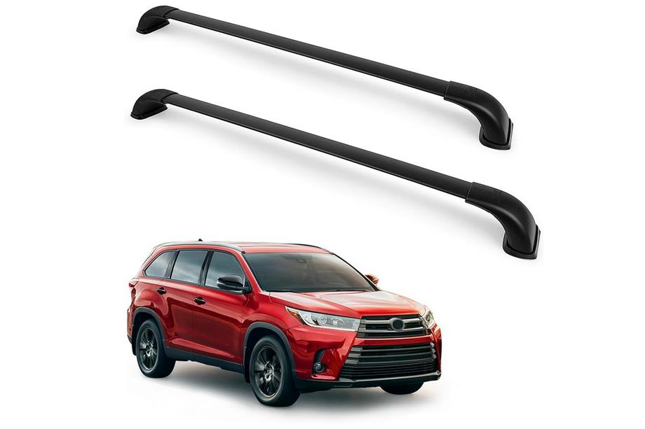 Toyota Highlander 2013-2019 Barres de toit transversales pour rails intégrés OEM (2 pièces) Gris Photo 3