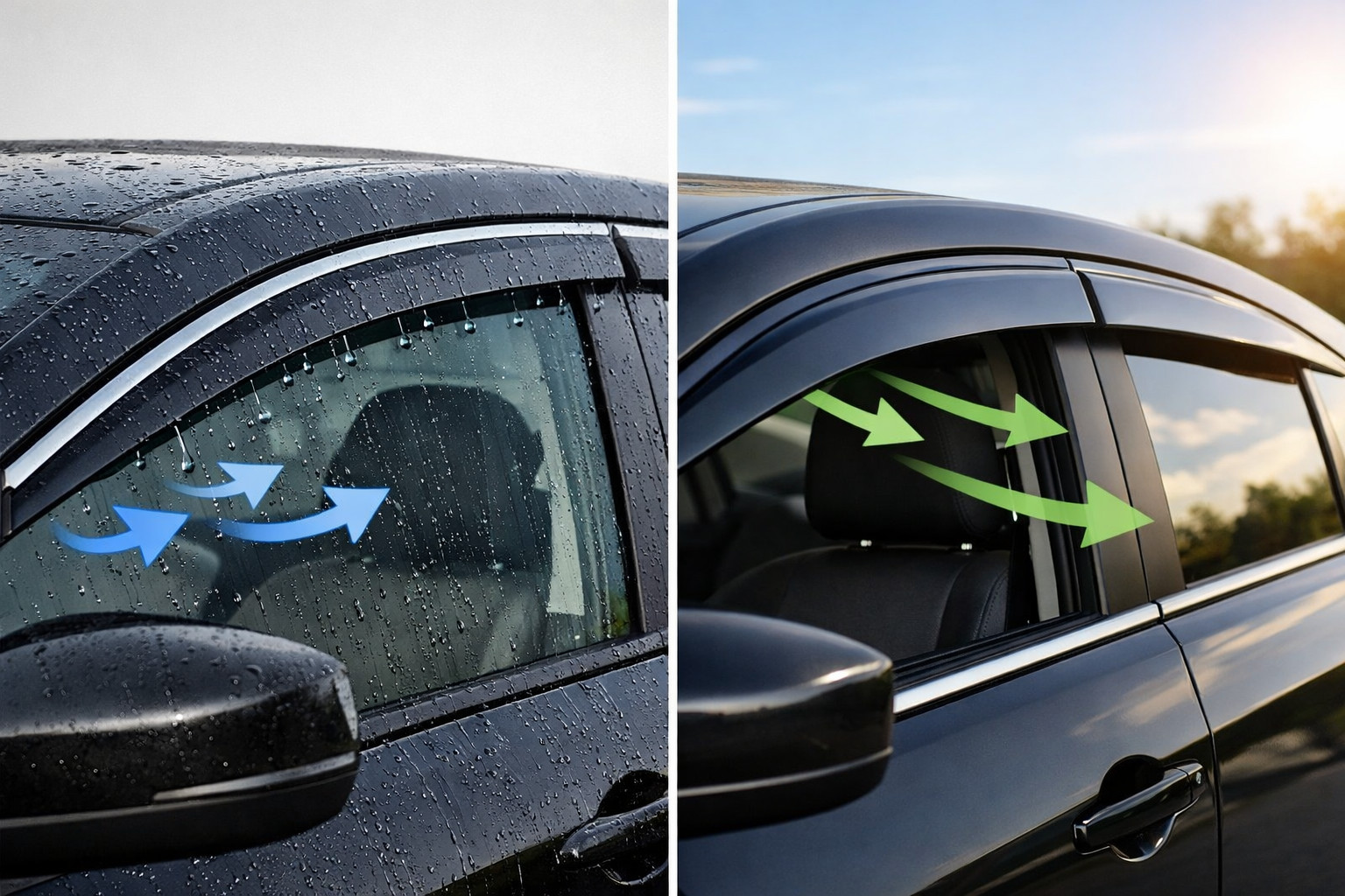 Déflecteurs de vitres fins ou larges : mieux contre la pluie et le vent