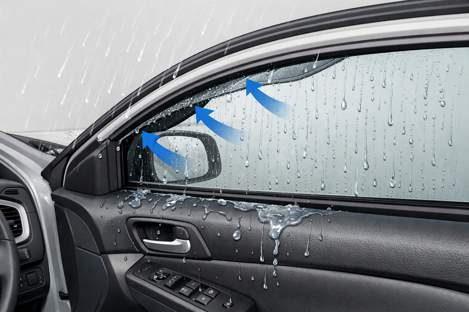 La pluie entre dans l’habitacle avec une vitre entrouverte : que faire