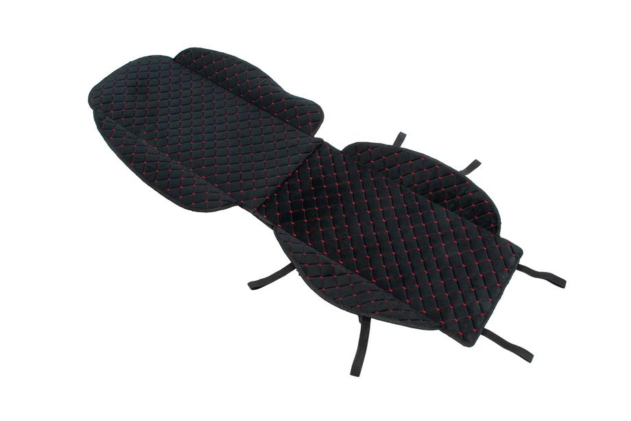 Couvre-siège velours (1 pièce, noir avec surpiqûre rouge) Photo 4
