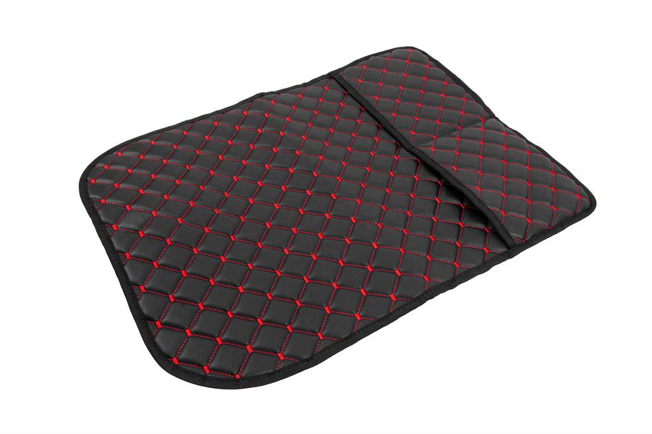 Organiseur de dossier de siège en velours (1 pc, Noir avec couture rouge) Photo 3