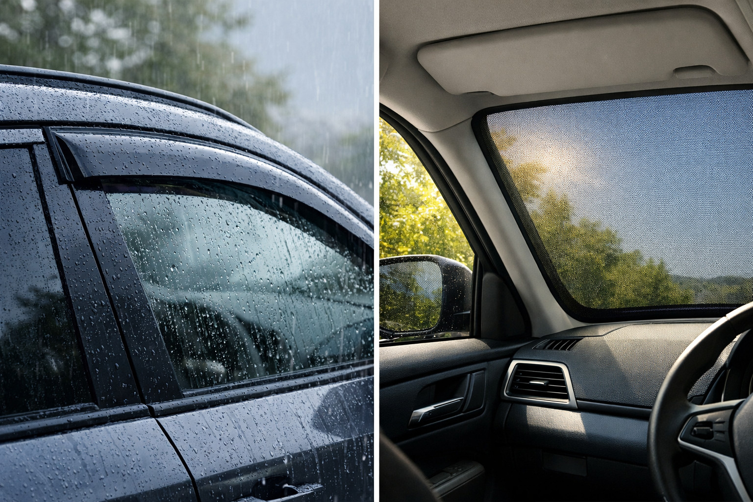 Déflecteurs de vent ou pare-soleil : le plus utile en été et sous la pluie