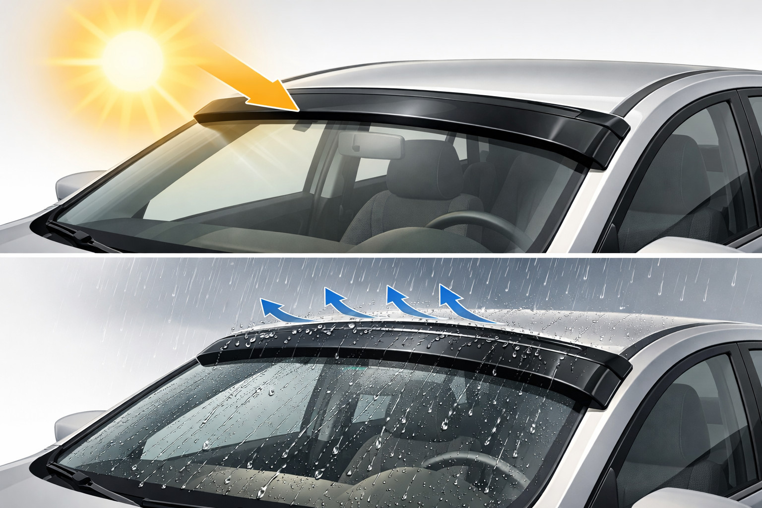 Un déflecteur de pare-brise vaut-il le coup contre le soleil et la pluie ?