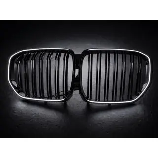 Grilles de calandre BMW type M avec LED (2019-2022, noir brillant) photo 4