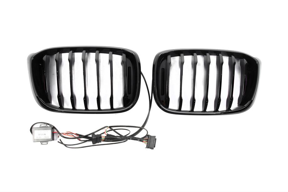 BMW X4 G02 2018- Grilles de calandre type double haricot 1 Bar LED (2018-2021, noir brillant) Photo 6