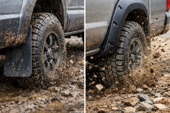 Bavettes ou Bushwacker : qu’est-ce qui retient mieux boue et cailloux ?