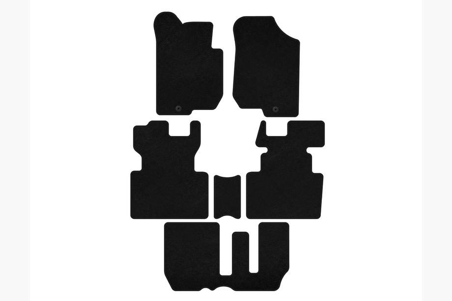 Kia Carens 1999-2012 Tapis de sol textiles Deluxe (2006-2012, 3 rangées, 7 places, Noir) Image