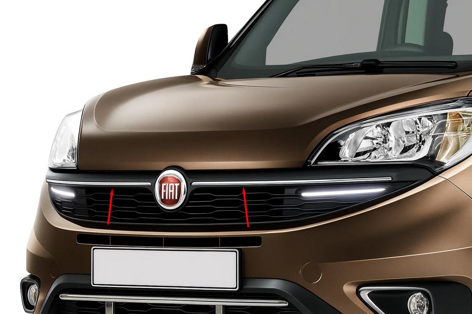 Fiat Doblo II 2010-2022 Couvre-Calandre (2015↗, 2 pcs, Acier Inoxydable) Image