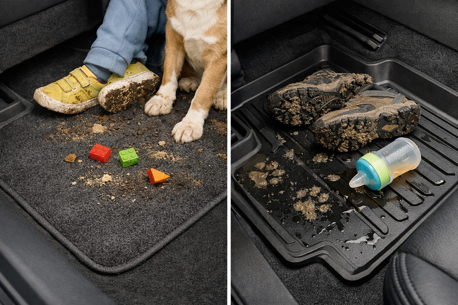 Quels tapis de voiture choisir avec enfants, chien et chaussures sales ?