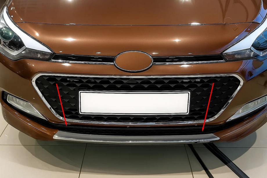 Hyundai I-20 2014-2020 Enjoliveur de grille de pare-chocs 2014-2018 (inox) Image
