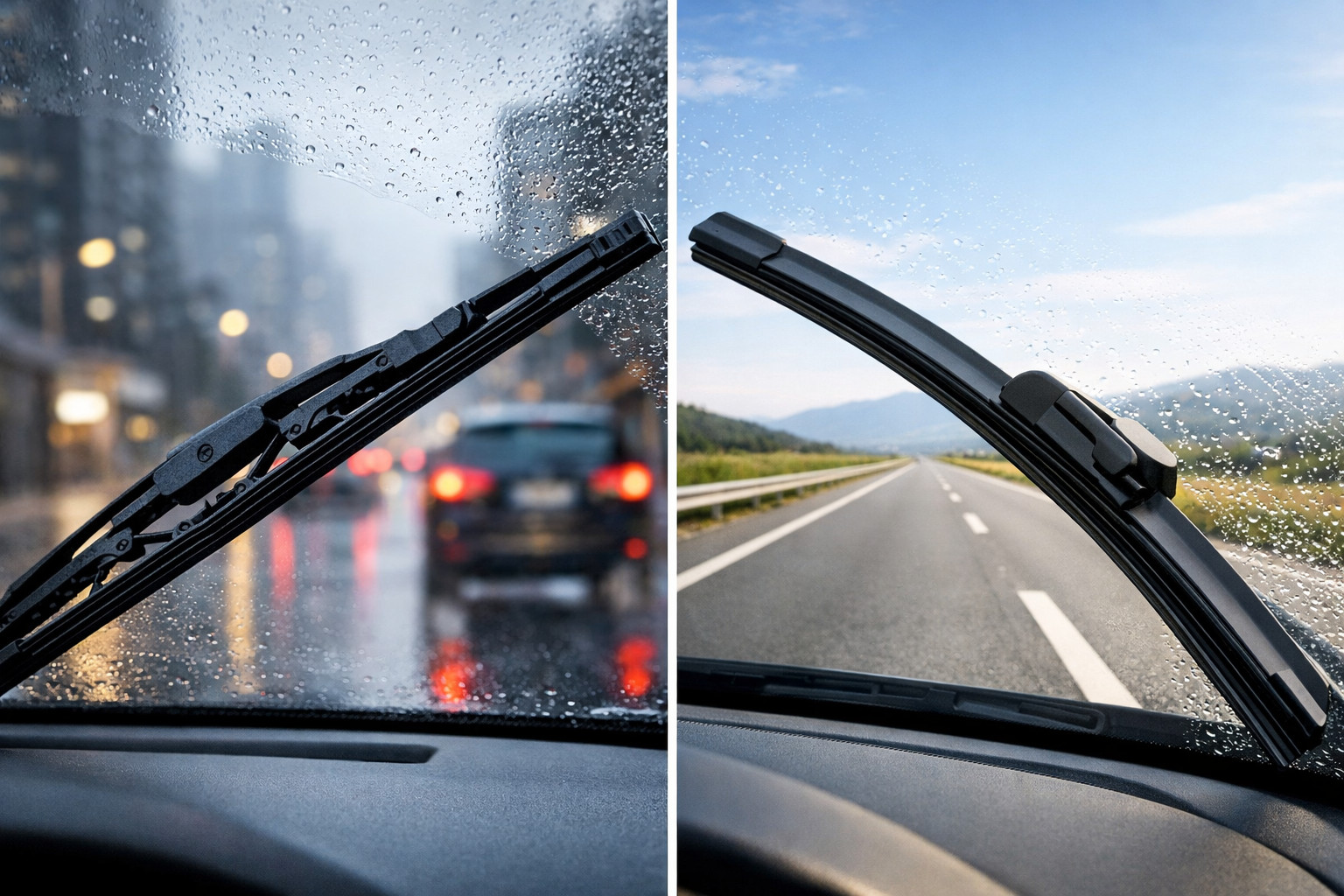 Essuie-glaces à armature ou plats : mieux en ville et sur route ?